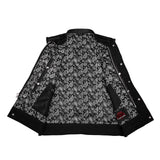 Men's Paisley Black Leather Motorcycle Vest with White Stitching