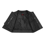 Men's Drop Zone Leather Motorcycle Vest – Black