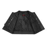 Men's Drop Zone Leather Motorcycle Vest – Black