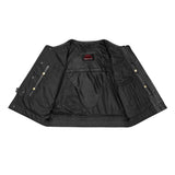 Target Lowcut Men's Leather Motorcycle Vest – Black