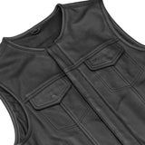 Target Lowcut Men's Leather Motorcycle Vest – Black