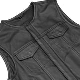 Men's Drop Zone Leather Motorcycle Vest – Black