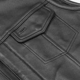 Men's Drop Zone Leather Motorcycle Vest – Black