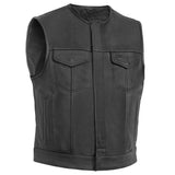 Target Lowcut Men's Leather Motorcycle Vest – Black