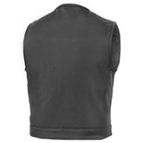Target Lowcut Men's Leather Motorcycle Vest – Black