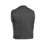 Men's Drop Zone Leather Motorcycle Vest – Black