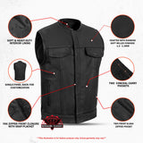 Eclipse Black Motorcycle Vest - Hidden Smart Access Pockets & Durable Lining