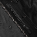 Men's Black Leather Motorcycle Vest with Removable Hood