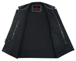 Men's Collarless Perforated Leather Vest - Black
