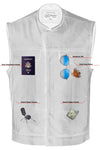 Men's Collarless Perforated Leather Vest - Black