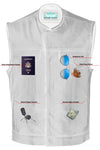 Men's Collarless Perforated Leather Vest - Black