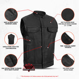 Renegade Classics Pick Black Motorcycle Vest with Smart Access Pockets