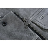 Men's Distressed Gray Cowhide Leather  Motorcycle Vest