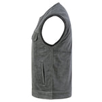 Men's Distressed Gray Cowhide Leather  Motorcycle Vest