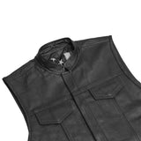 Private Men's Black Leather Motorcycle Vest