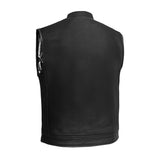 Private Men's Black Leather Motorcycle Vest