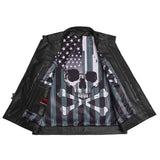 Private Men's Black Leather Motorcycle Vest
