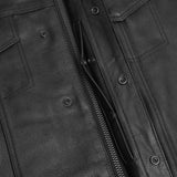 Private Men's Black Leather Motorcycle Vest