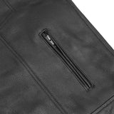 Private Men's Black Leather Motorcycle Vest