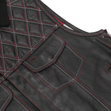 Men's Road Edge Leather Black Vest – Removable Hood