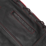 Men's Road Edge Leather Black Vest – Removable Hood