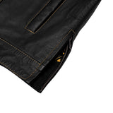 Men's Gold Rush Black Leather Vest - Yellow Stitching