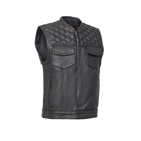 Black Horse Men's Leather Motorcycle Vest