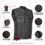 Black Horse Men's Leather Motorcycle Vest