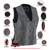Women's Gray Single Back Panel Concealed Carry Vest