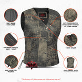 Women's Antique Brown Single Back Panel Concealed Carry Vest