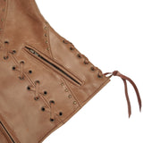 Women's Brown Zippered Vest with Lacing Details