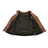 Women's Brown Zippered Vest with Lacing Details