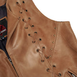 Women's Brown Zippered Vest with Lacing Details