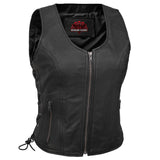 Women's Stylish Open Neck Side Lace Zipper Front Vest