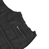 Women's Stylish Open Neck Side Lace Zipper Front Vest