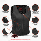 Women's Stylish Open Neck Side Lace Zipper Front Vest