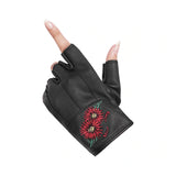 Women's Embroidered Fingerless Glove