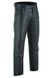 Men's Black Classic 5 Pocket Casual Motorcycle Leather Pants