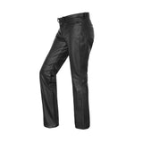 Women's Classic 5 Pocket Black Casual Motorcycle Leather Pants