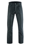 Women's Classic 5 Pocket Black Casual Motorcycle Leather Pants