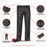 Women's Classic 5 Pocket Black Casual Motorcycle Leather Pants