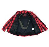 Alpha Check Men's  Armored Motorcycle Flannel Shirt - Red/Black