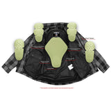 Alpha Check Men's  Armored Motorcycle Flannel Shirt - Blue/White/Maroon
