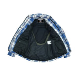 Alpha Check Men's  Armored Motorcycle Flannel Shirt - Blue/White/Maroon