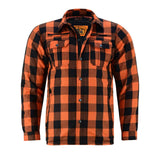 Alpha Check  Men's  Armored Motorcycle Flannel Shirt - Orange