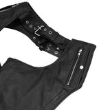 Rider Shield Black leather motorcycle chaps - Black
