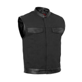 Canvas Material Single Back Panel Concealment Vest W/Leather Tr