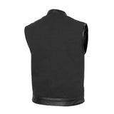 Canvas Material Single Back Panel Concealment Vest W/Leather Tr