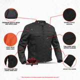 All-Season Men's Textile  Motorcycle Jacket with Reflective Stripes