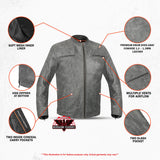 Men's Sporty Gray Leather Cruiser Jacket